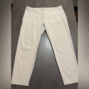 Lululemon ABC Slim Fit Trousers 38 X 30 Raw Linen/Light Beige